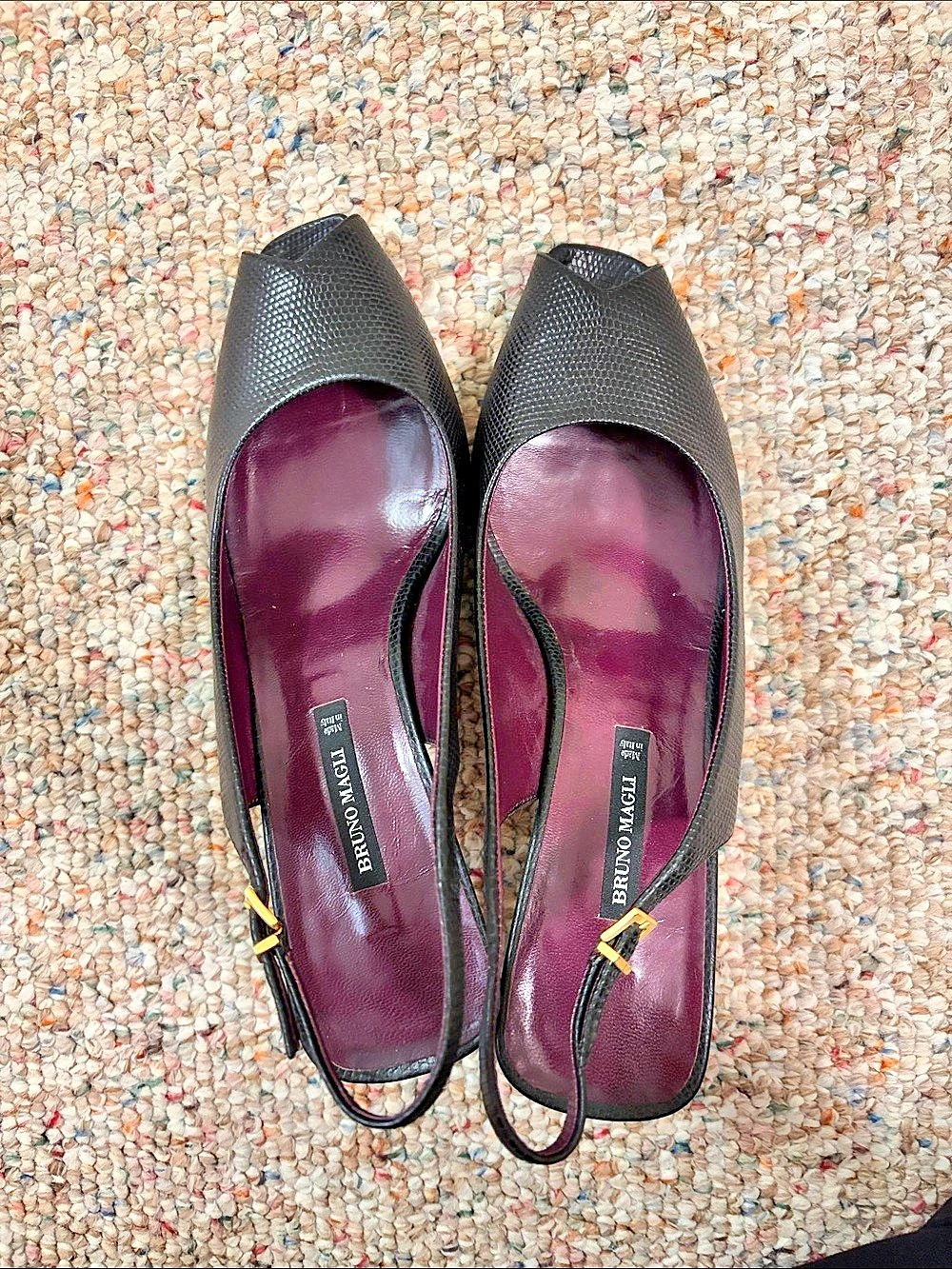 Bruno Magli Peep Toe Slingback Heels in Black US 8.5